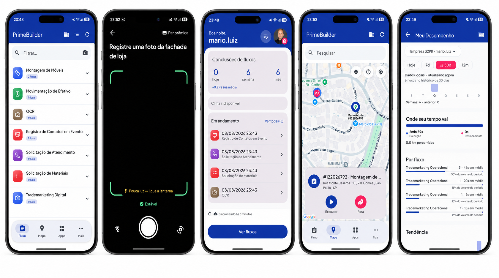 PrimeBuilder App — checklists de rotina de facilities