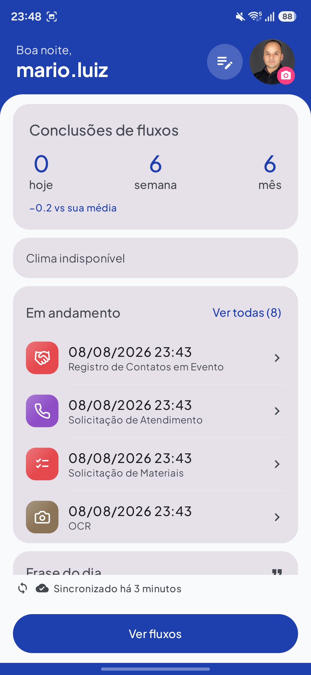 PrimeBuilder App — checklist de rotina de facilities em execução